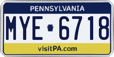 PA license plate MYE6718