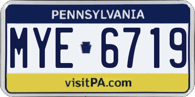 PA license plate MYE6719