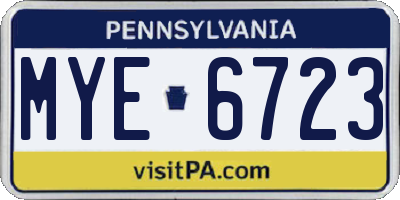 PA license plate MYE6723
