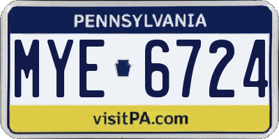 PA license plate MYE6724