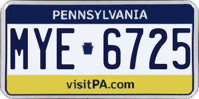 PA license plate MYE6725
