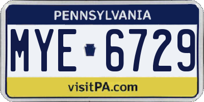 PA license plate MYE6729