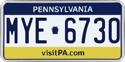 PA license plate MYE6730