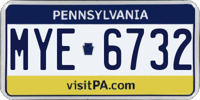 PA license plate MYE6732