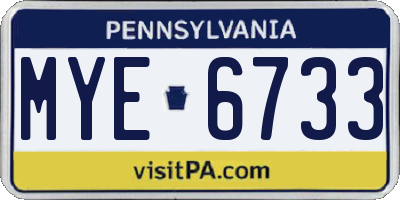 PA license plate MYE6733