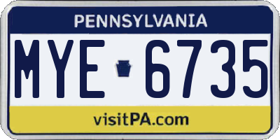 PA license plate MYE6735