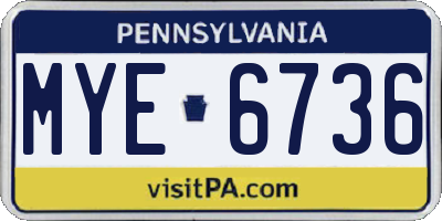 PA license plate MYE6736