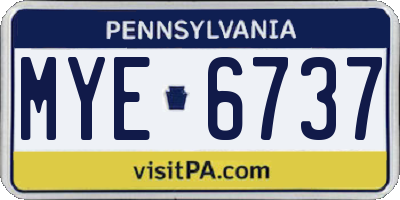 PA license plate MYE6737