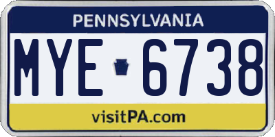 PA license plate MYE6738