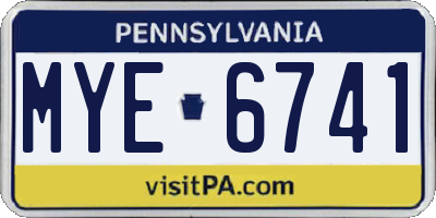 PA license plate MYE6741