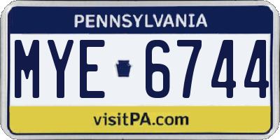 PA license plate MYE6744