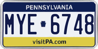 PA license plate MYE6748