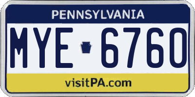PA license plate MYE6760