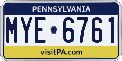PA license plate MYE6761
