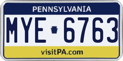 PA license plate MYE6763
