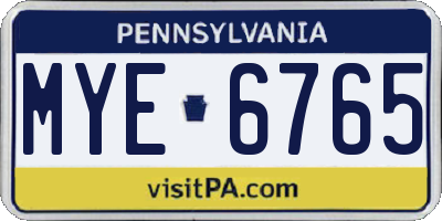 PA license plate MYE6765
