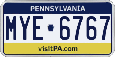 PA license plate MYE6767