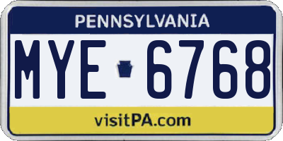PA license plate MYE6768