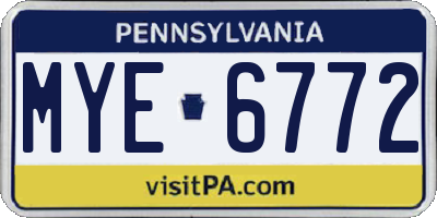 PA license plate MYE6772