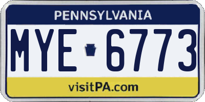 PA license plate MYE6773