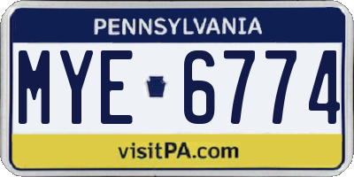 PA license plate MYE6774