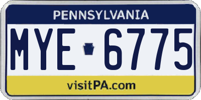 PA license plate MYE6775