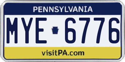 PA license plate MYE6776