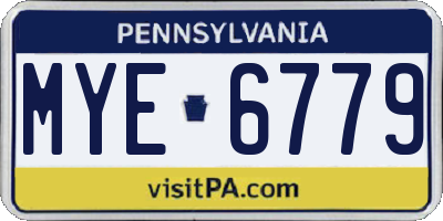 PA license plate MYE6779