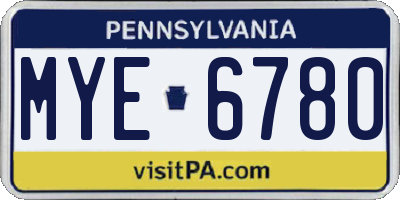 PA license plate MYE6780