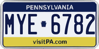PA license plate MYE6782