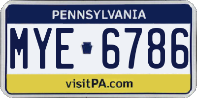PA license plate MYE6786
