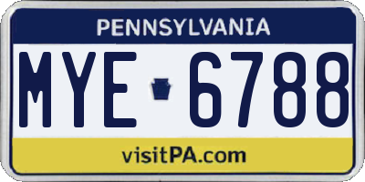 PA license plate MYE6788