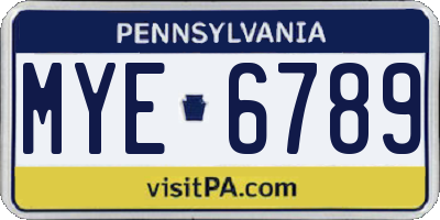 PA license plate MYE6789
