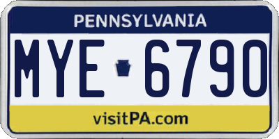 PA license plate MYE6790