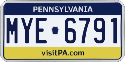 PA license plate MYE6791