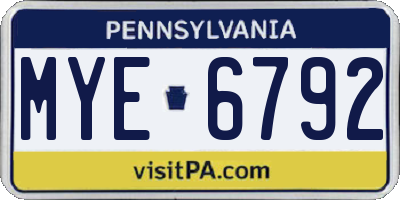 PA license plate MYE6792