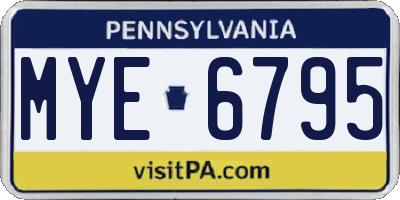 PA license plate MYE6795