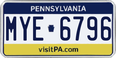PA license plate MYE6796