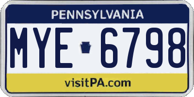 PA license plate MYE6798