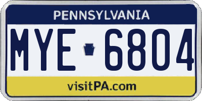 PA license plate MYE6804
