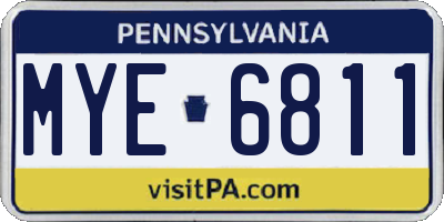 PA license plate MYE6811