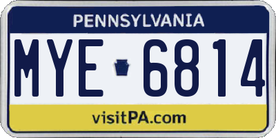 PA license plate MYE6814