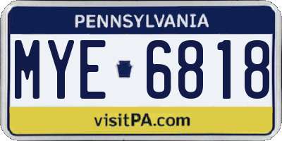 PA license plate MYE6818