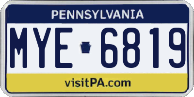 PA license plate MYE6819