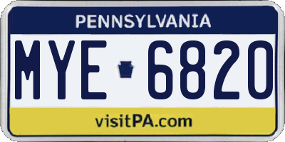 PA license plate MYE6820