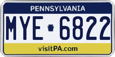 PA license plate MYE6822