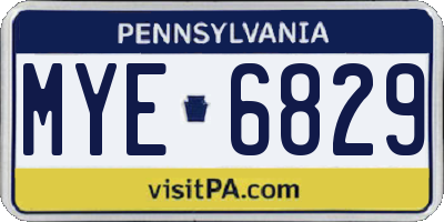PA license plate MYE6829