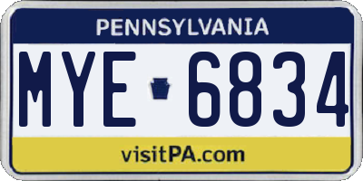 PA license plate MYE6834