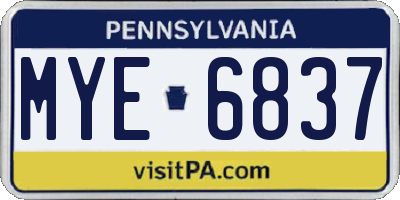 PA license plate MYE6837