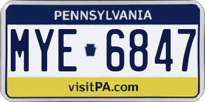 PA license plate MYE6847